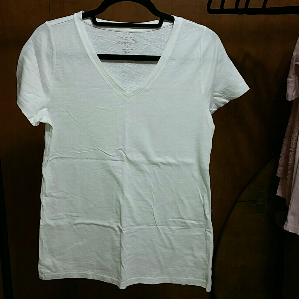 NWOT Lot of 2 Sonoma V Neck Tees White Sz S